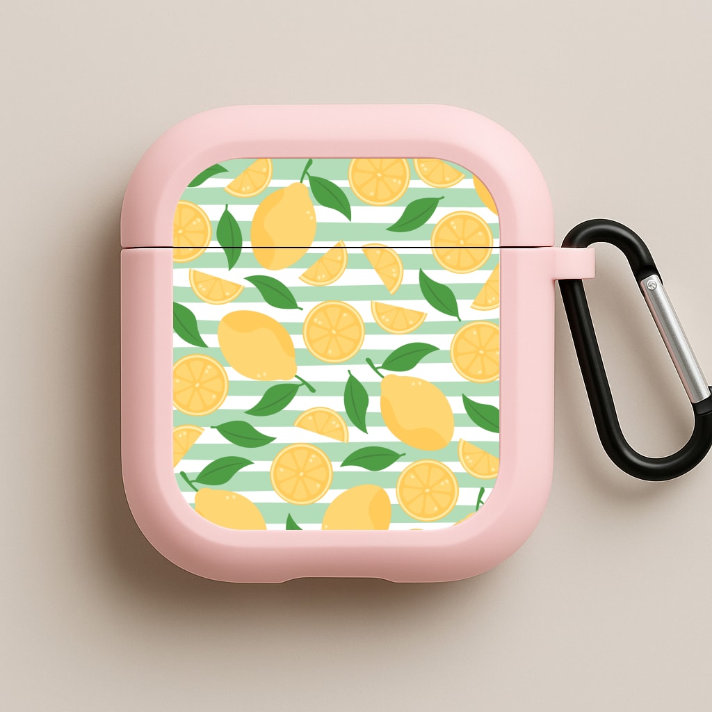 Lemons Pattern - Summer Pink AirPods Case
