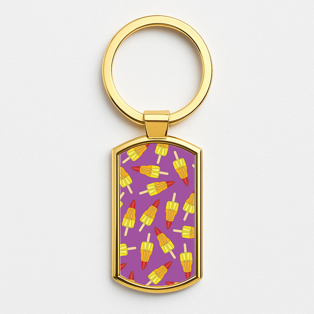 Rockets - Ice Cream Patterns Gold Keyring