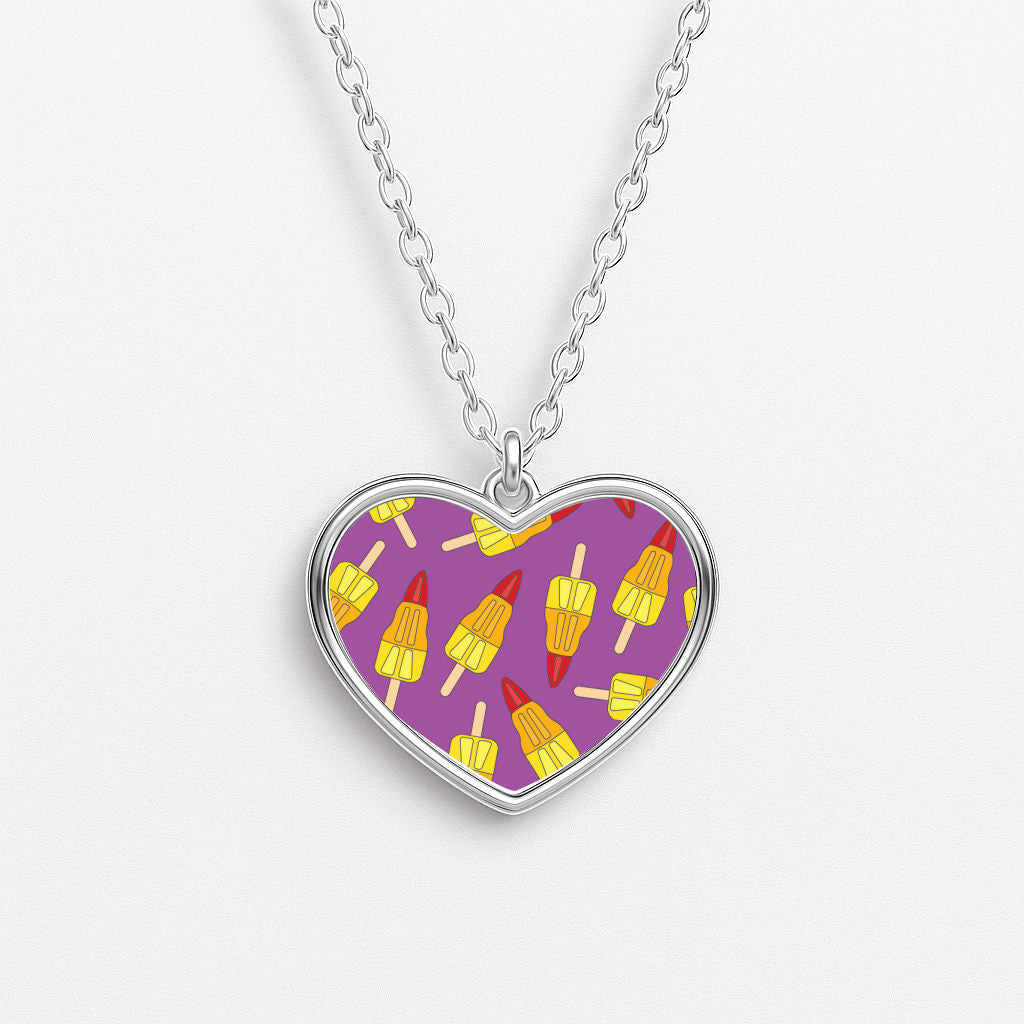 Rockets - Ice Cream Patterns Heart Necklace