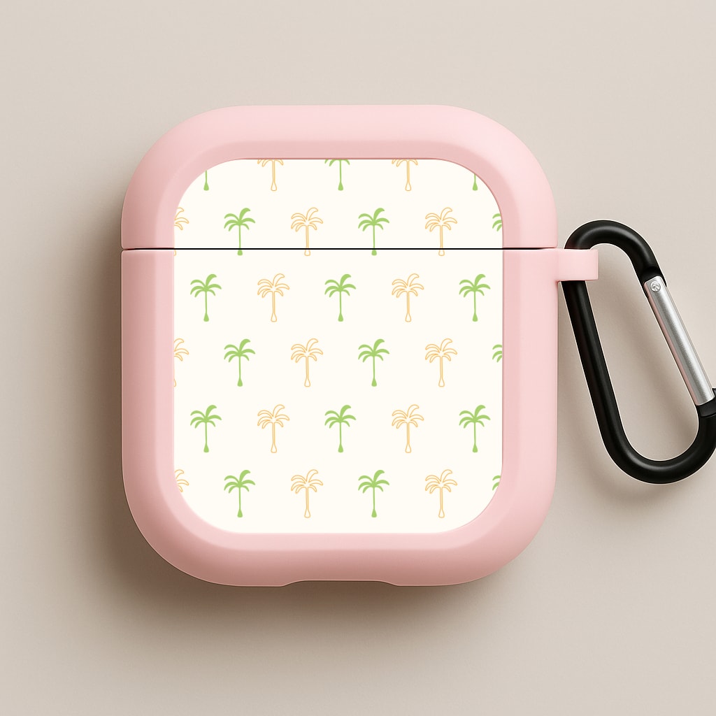 Green And Yellow Palms Pattern Pink AirPods Case