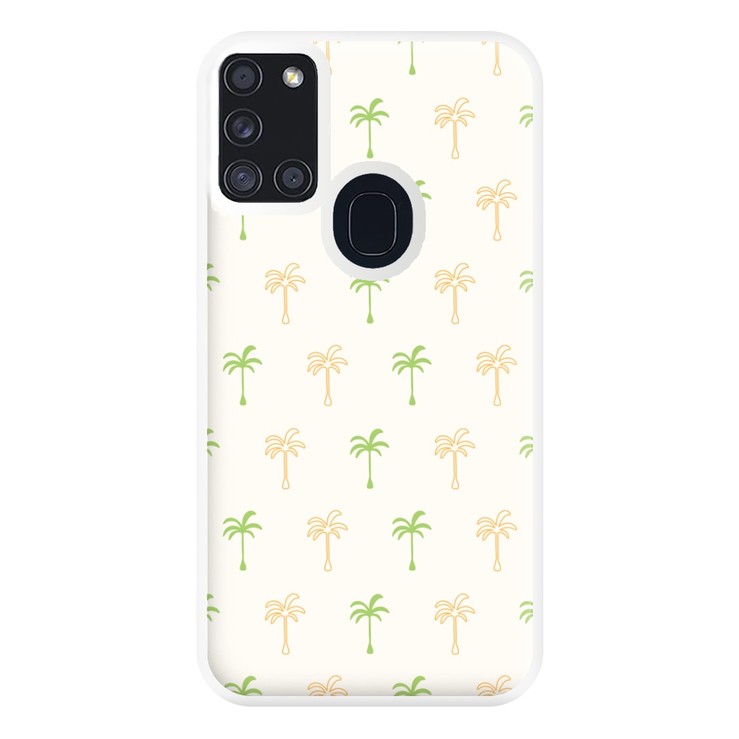 Green And Yellow Palms Pattern Phone Case for Galaxy A21s