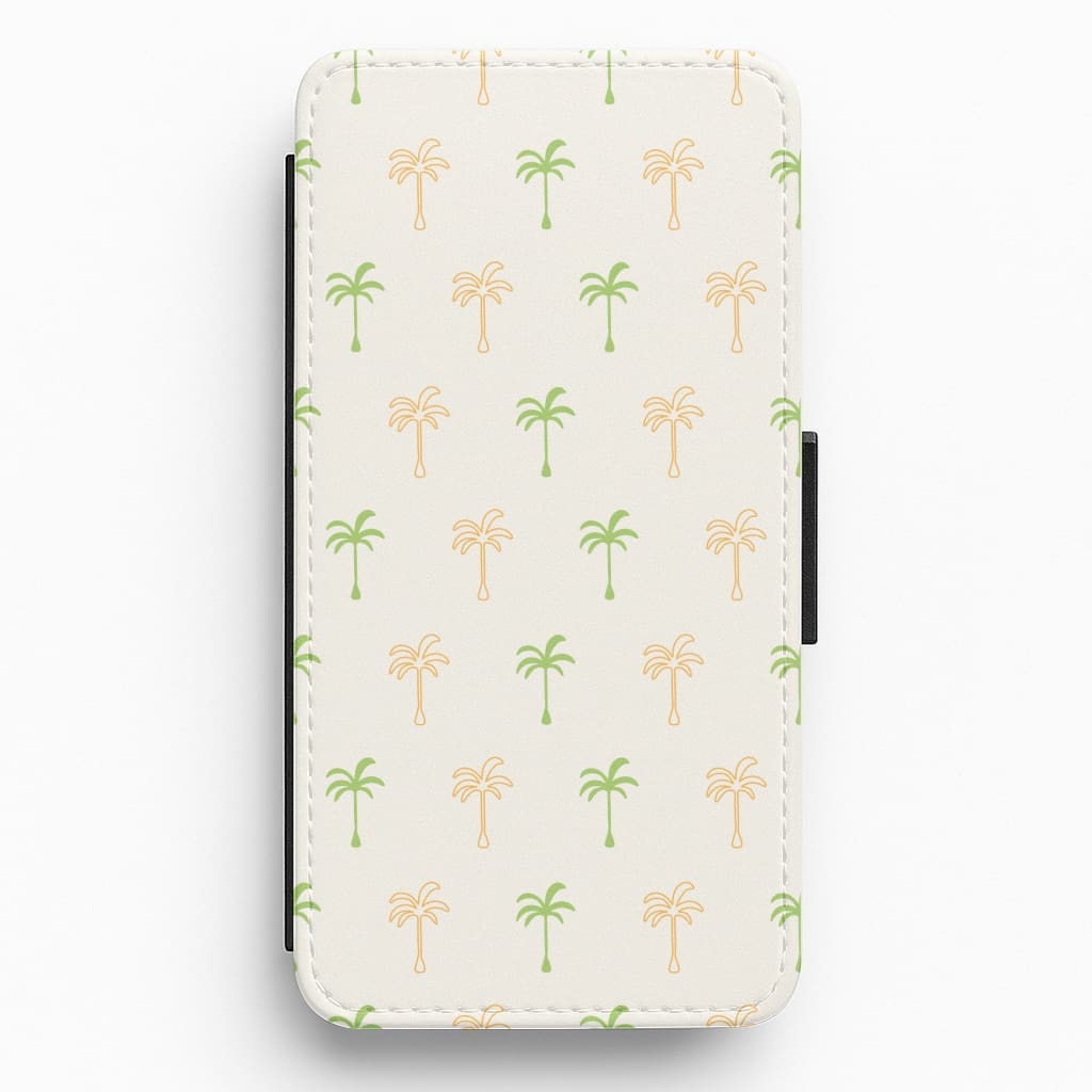 Green And Yellow Palms Pattern Flip / Wallet Phone Case