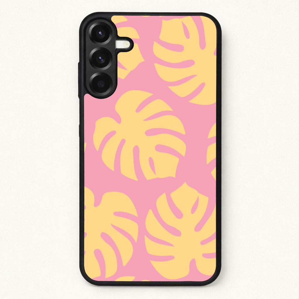 Pink And Yellow Summer Leaves Pattern Phone Case for Galaxy A17