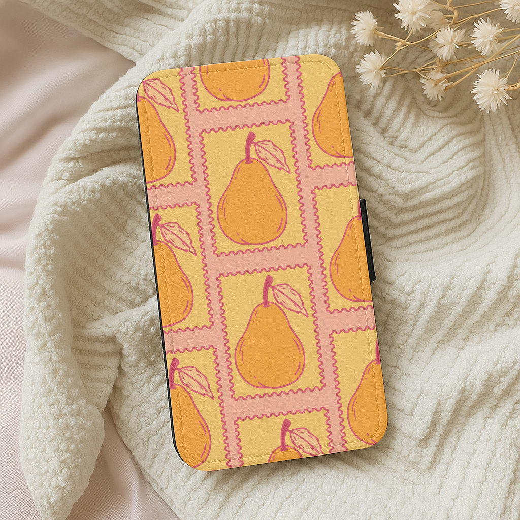 Pear Stamps Pattern Wallet Phone Case