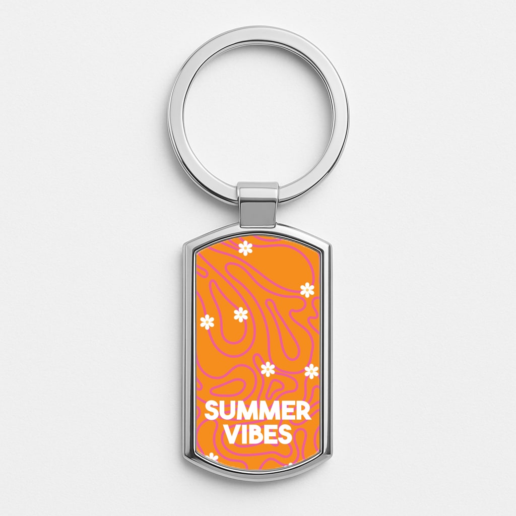 Summer Vibes Daisies Silver Keyring