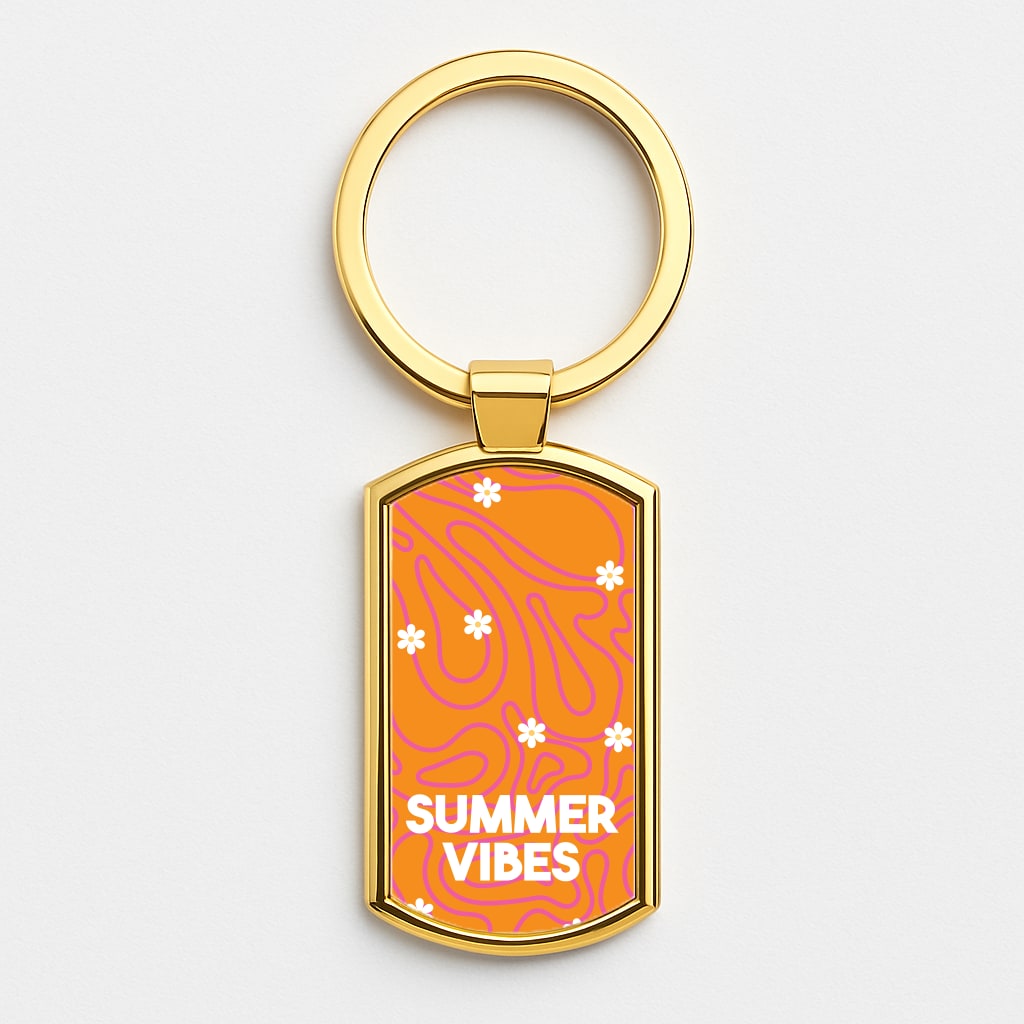 Summer Vibes Daisies Gold Keyring