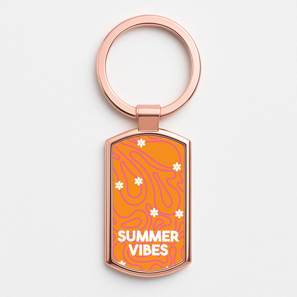 Summer Vibes Daisies Rose Gold Keyring