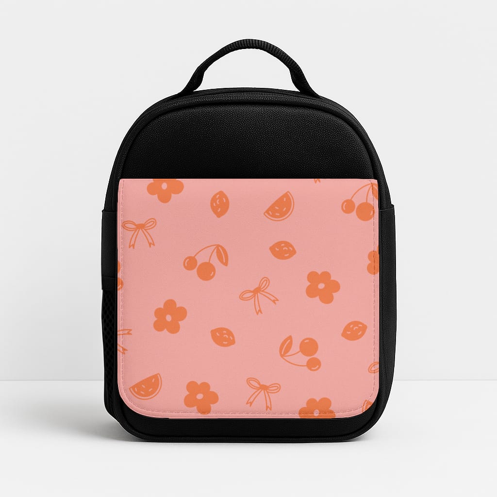 Coquette Orange Cherries Pattern Insulated Lunchbox