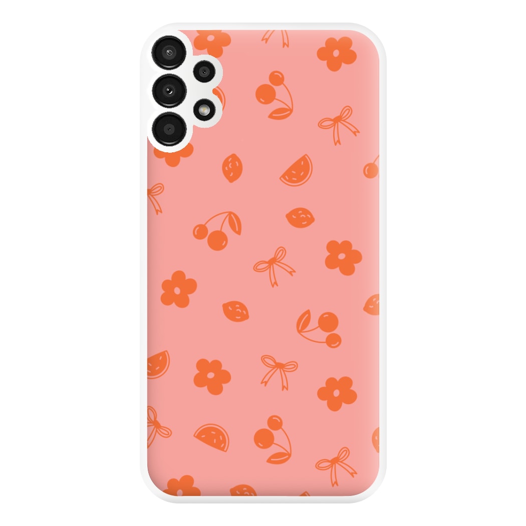 Coquette Orange Cherries Pattern Phone Case for Galaxy A13