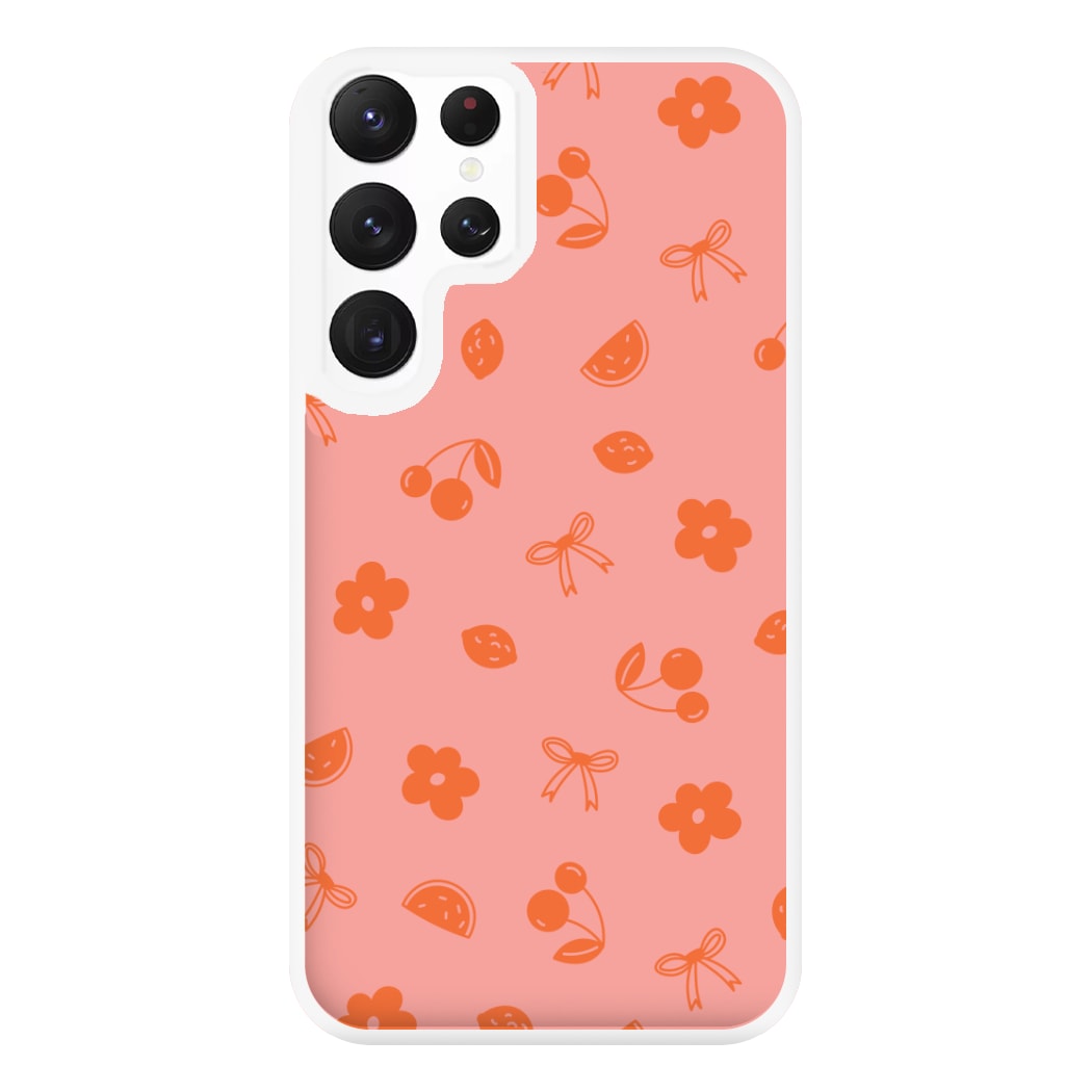 Coquette Orange Cherries Pattern Phone Case for Galaxy S22 Ultra
