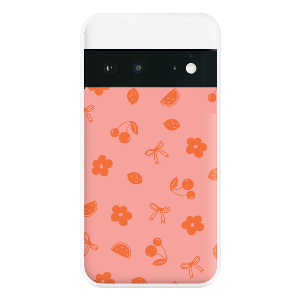 Coquette Orange Cherries Pattern Phone Case for Google Pixel 6a