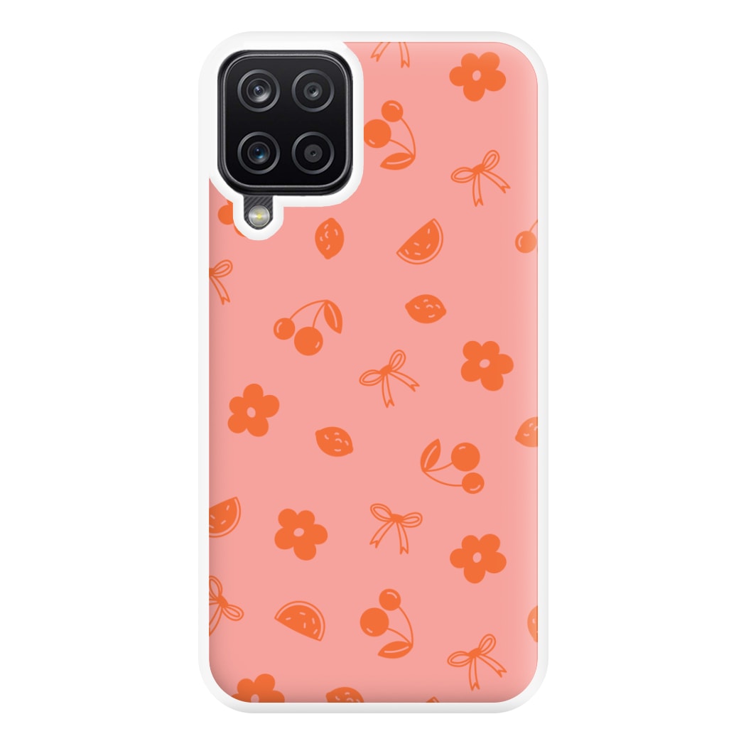 Coquette Orange Cherries Pattern Phone Case for Galaxy A12