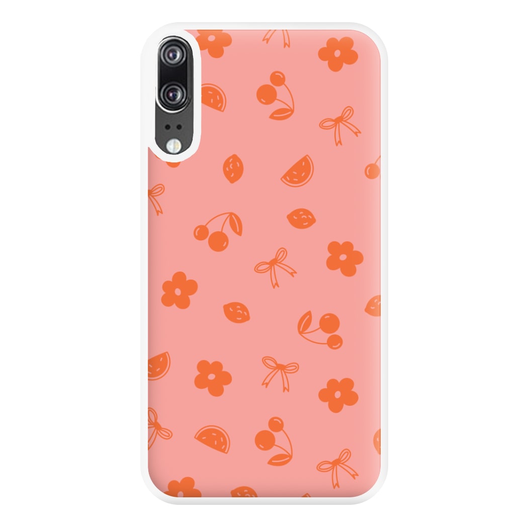 Coquette Orange Cherries Pattern Phone Case for Huawei P20