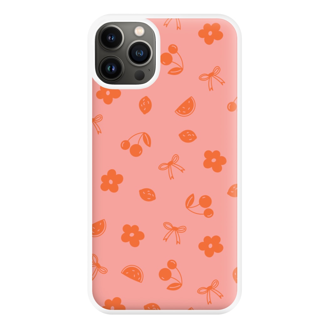 Coquette Orange Cherries Pattern Phone Case for iPhone 13