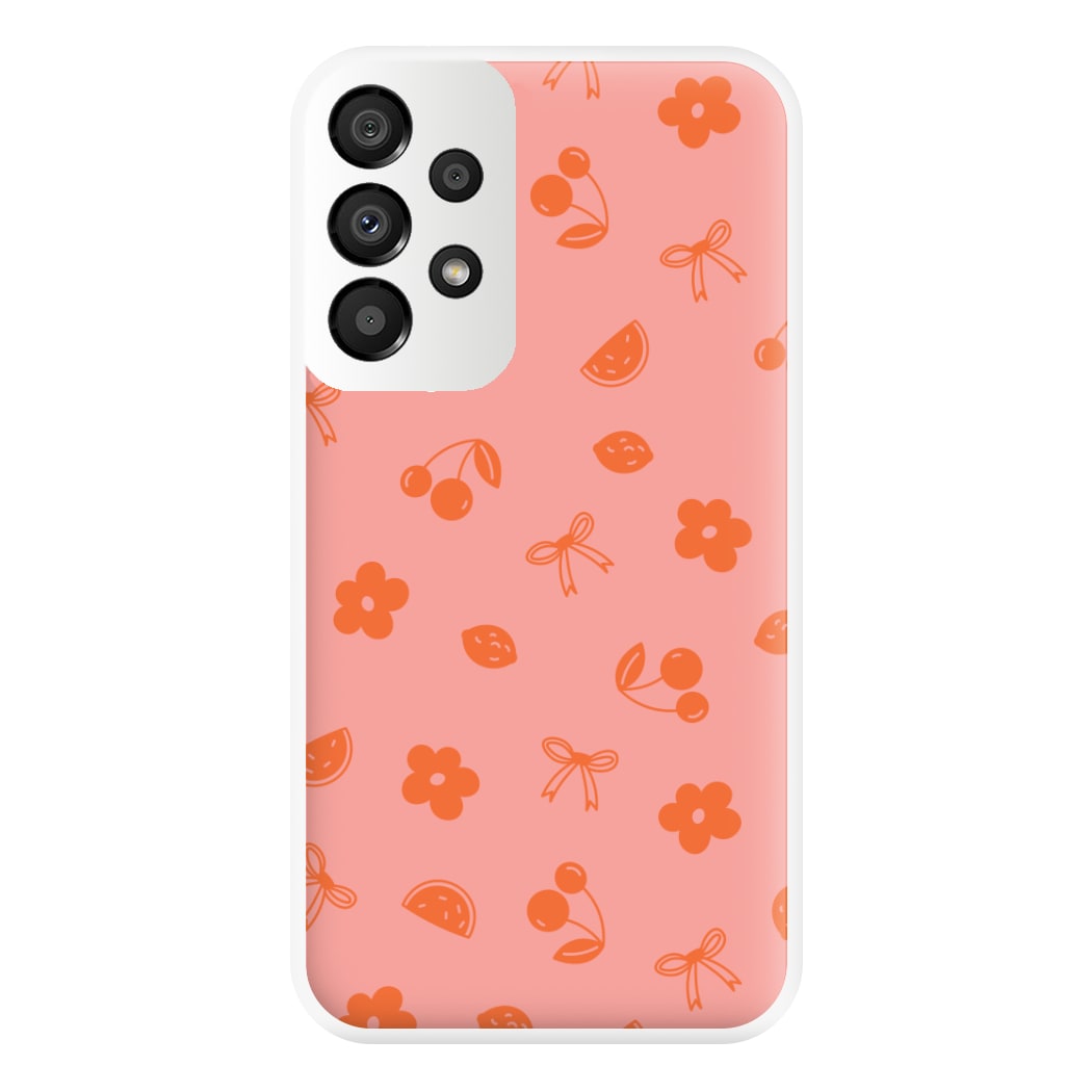 Coquette Orange Cherries Pattern Phone Case for Galaxy A33