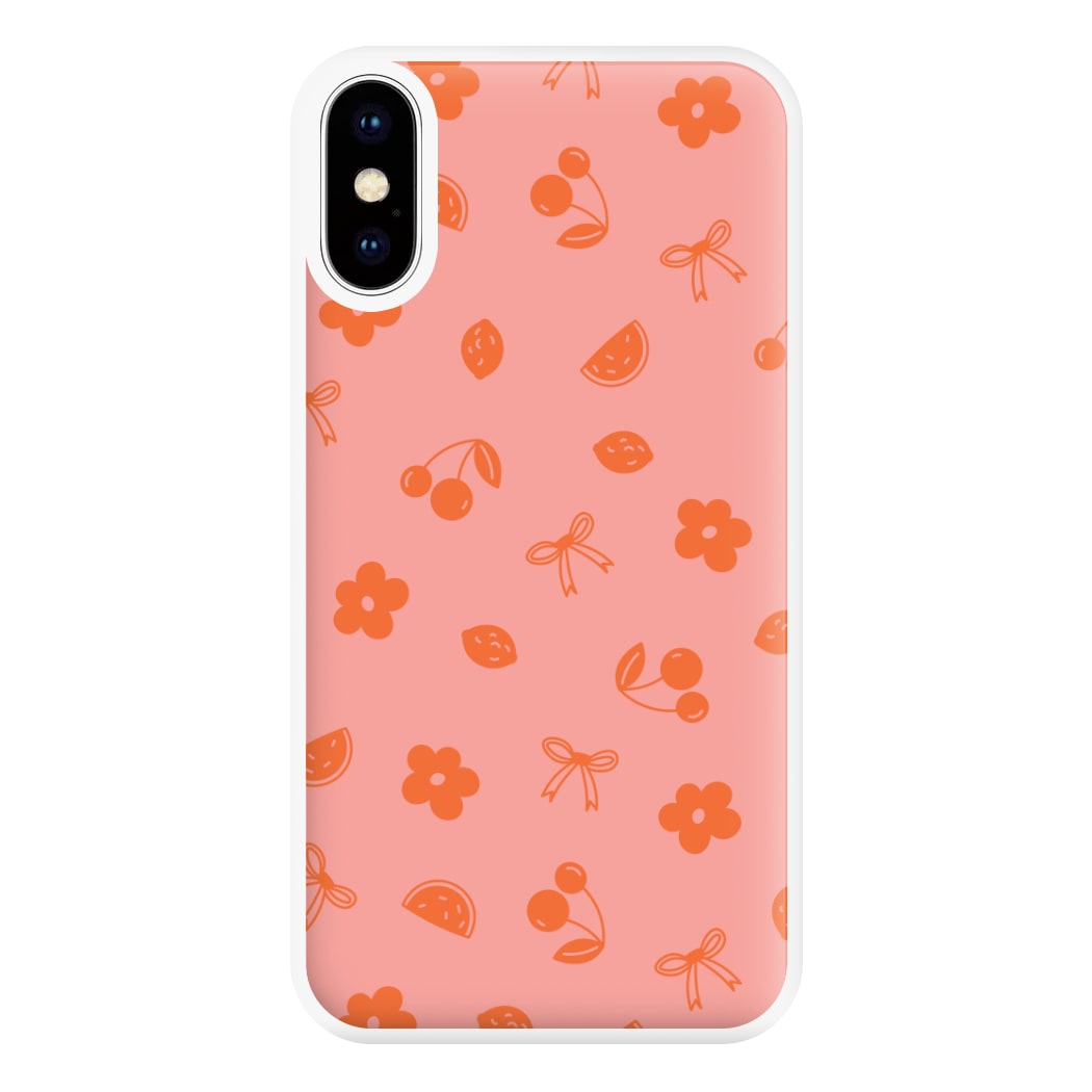 Coquette Orange Cherries Pattern Phone Case for iPhone XS Max