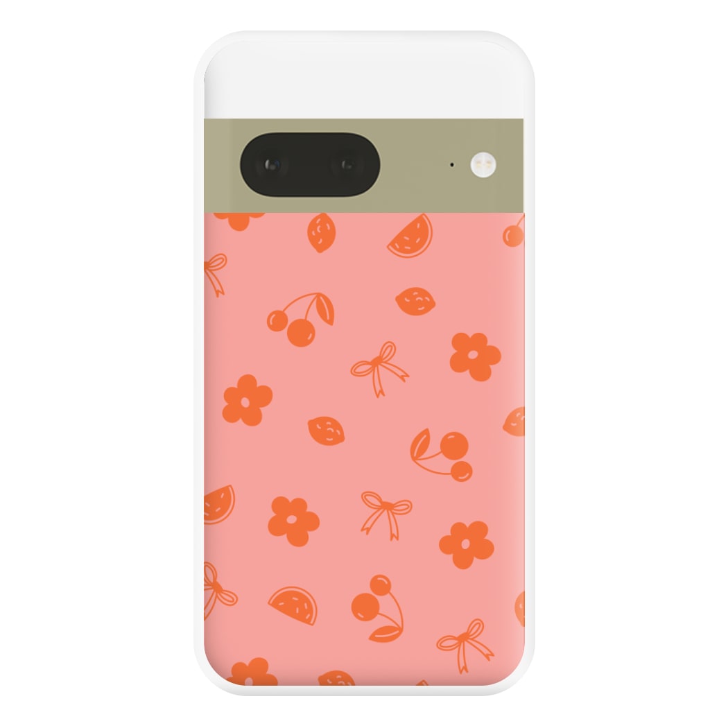 Coquette Orange Cherries Pattern Phone Case for Google Pixel 7a
