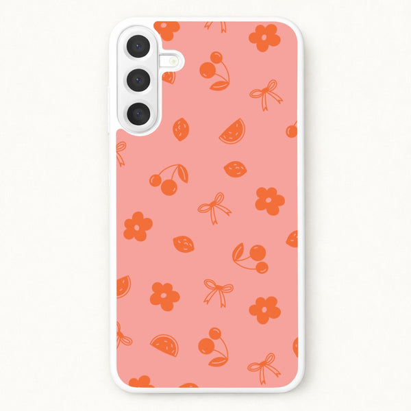 Coquette Orange Cherries Pattern Phone Case for Galaxy A37