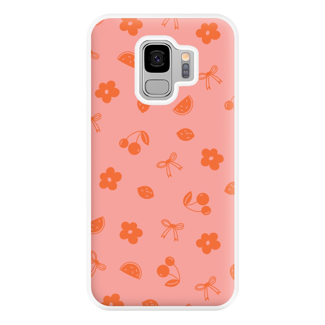 Coquette Orange Cherries Pattern Phone Case for Galaxy S9 Plus