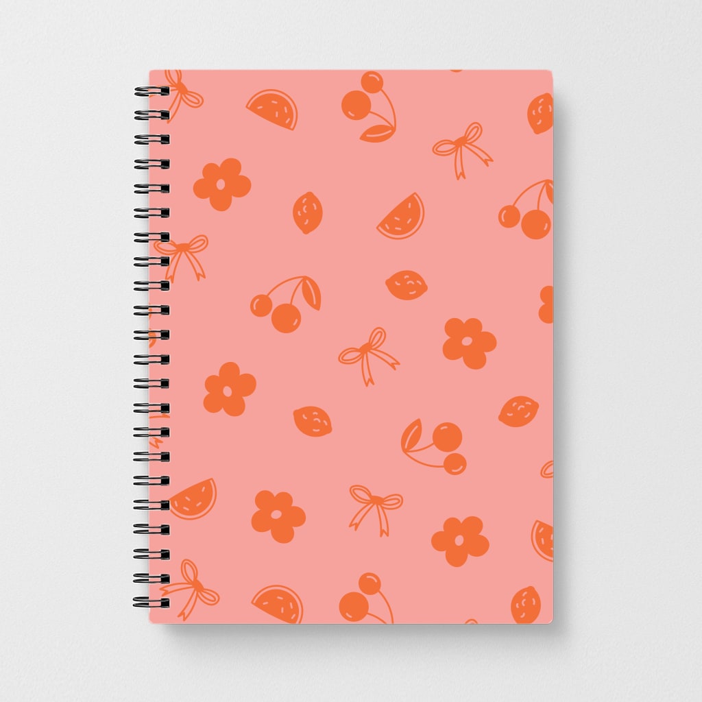 Coquette Orange Cherries Pattern Notebook