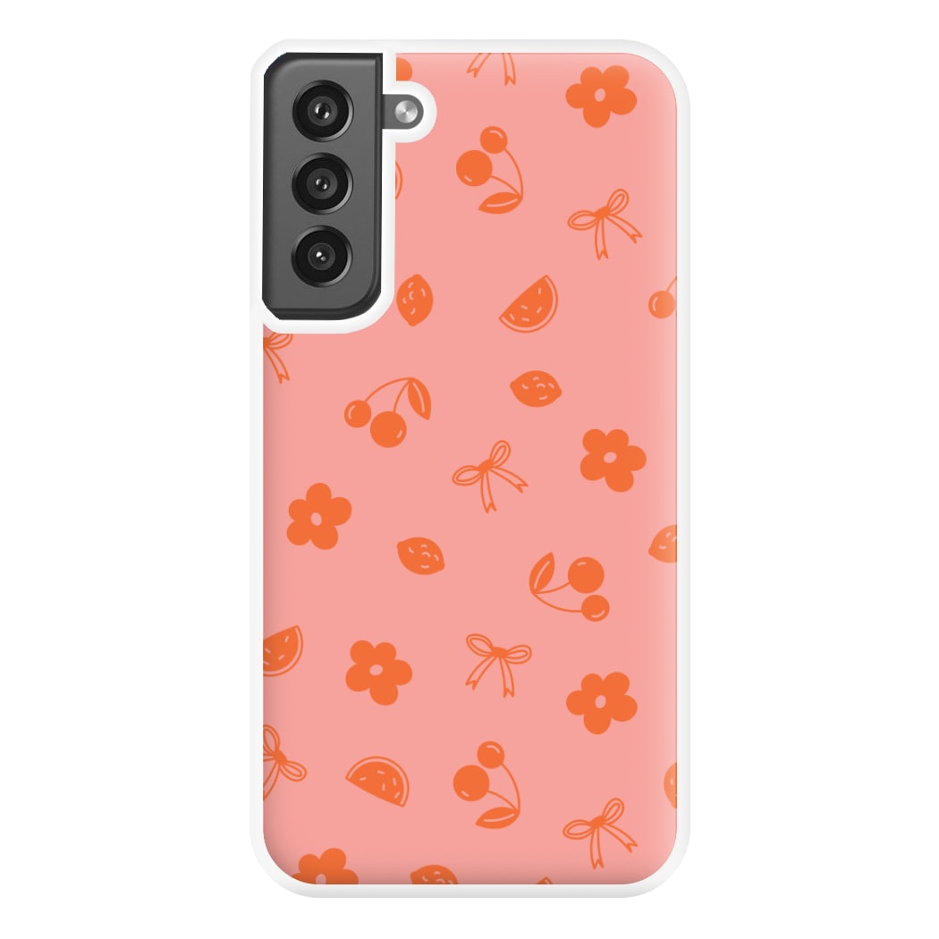 Coquette Orange Cherries Pattern Phone Case for Galaxy S21FE