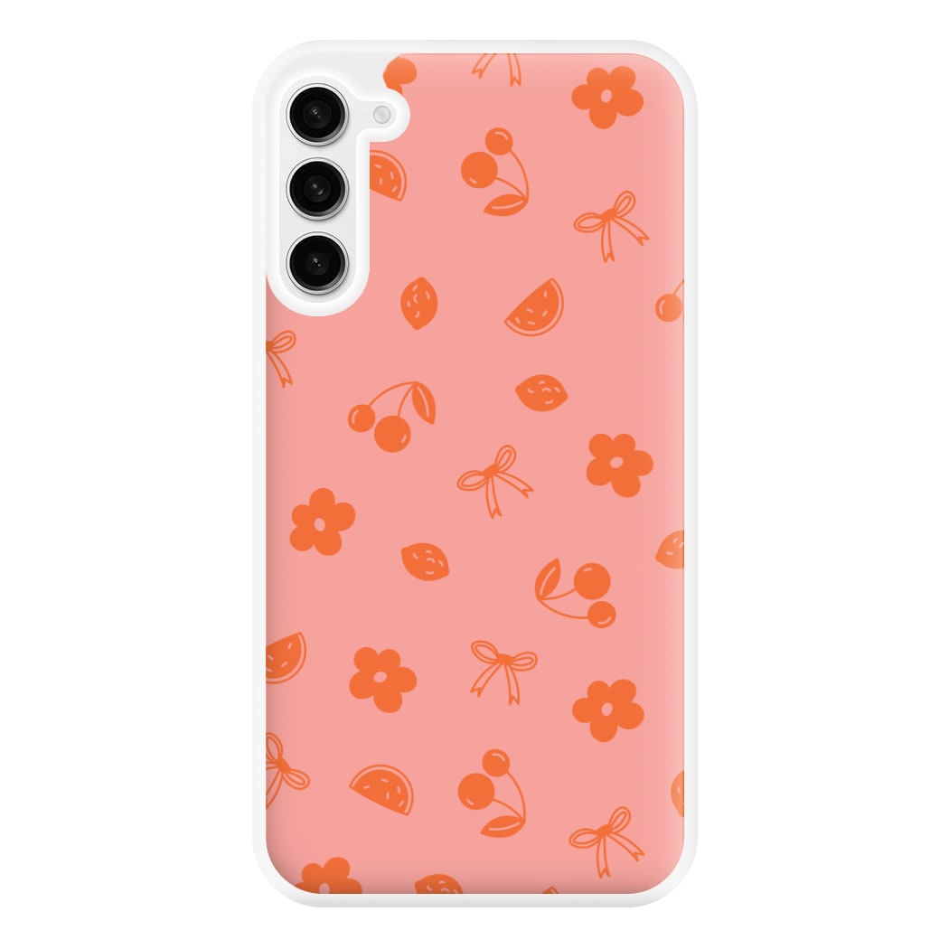 Coquette Orange Cherries Pattern Phone Case for Galaxy S23FE