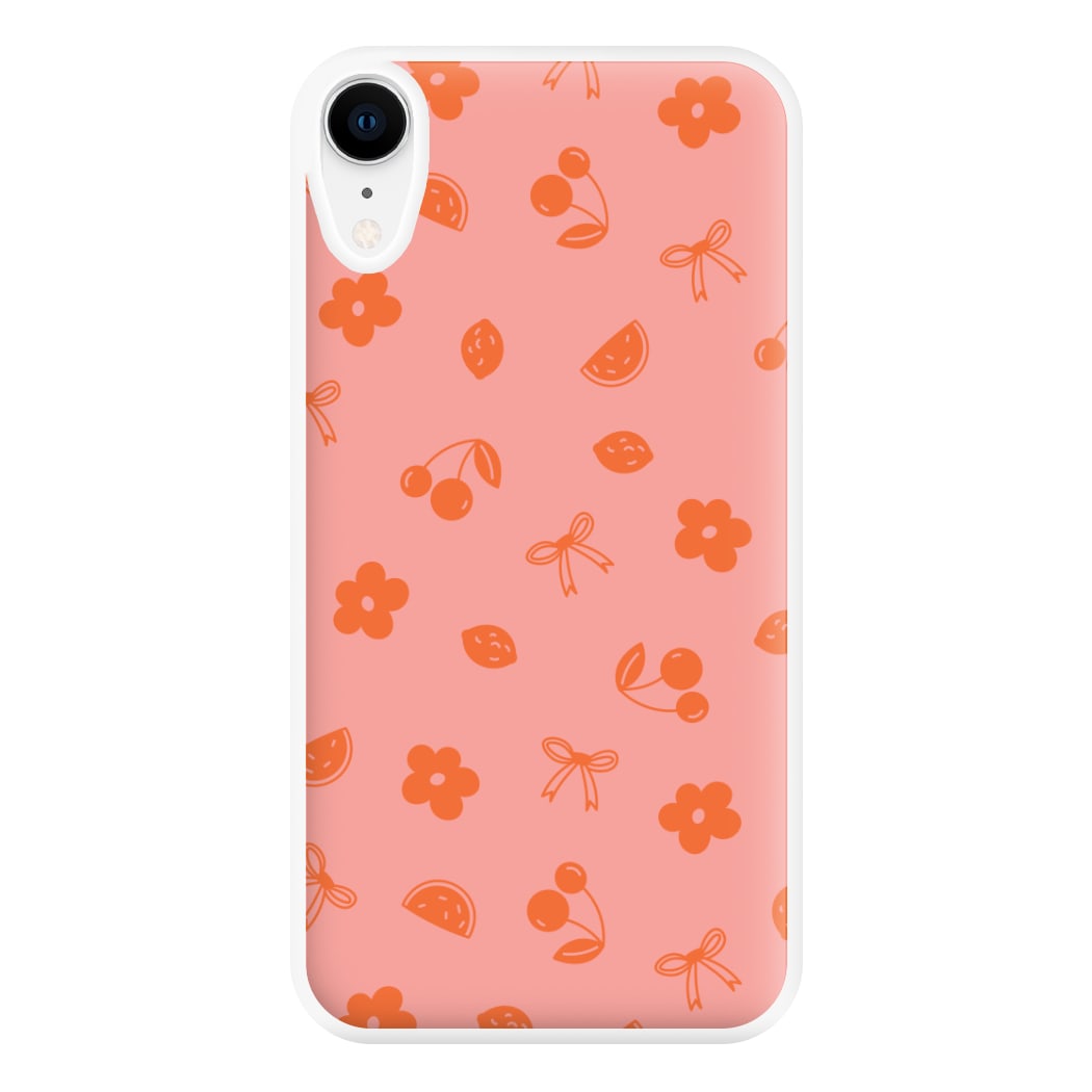 Coquette Orange Cherries Pattern Phone Case for iPhone XR