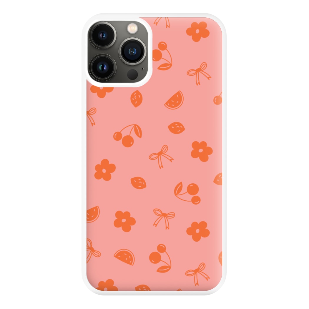 Coquette Orange Cherries Pattern Phone Case for iPhone 11 Pro Max