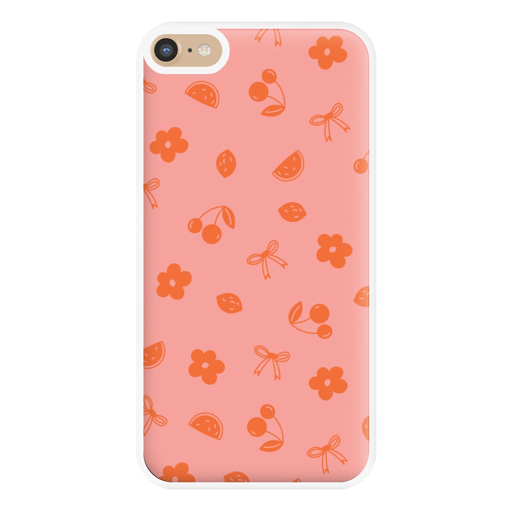 Coquette Orange Cherries Pattern Phone Case for iPhone 6 Plus / 7 Plus / 8 Plus