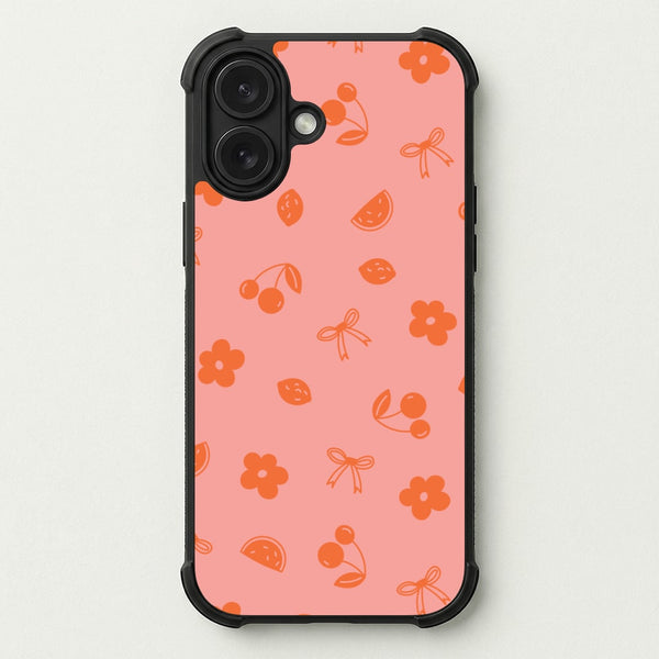 Coquette Orange Cherries Pattern Phone Case — Bumper case