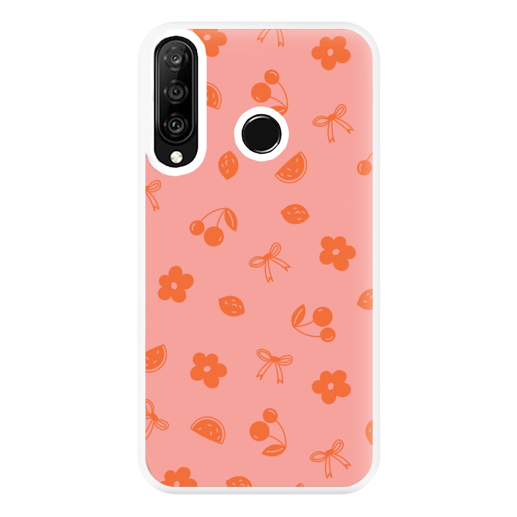 Coquette Orange Cherries Pattern Phone Case for Huawei P30 Lite