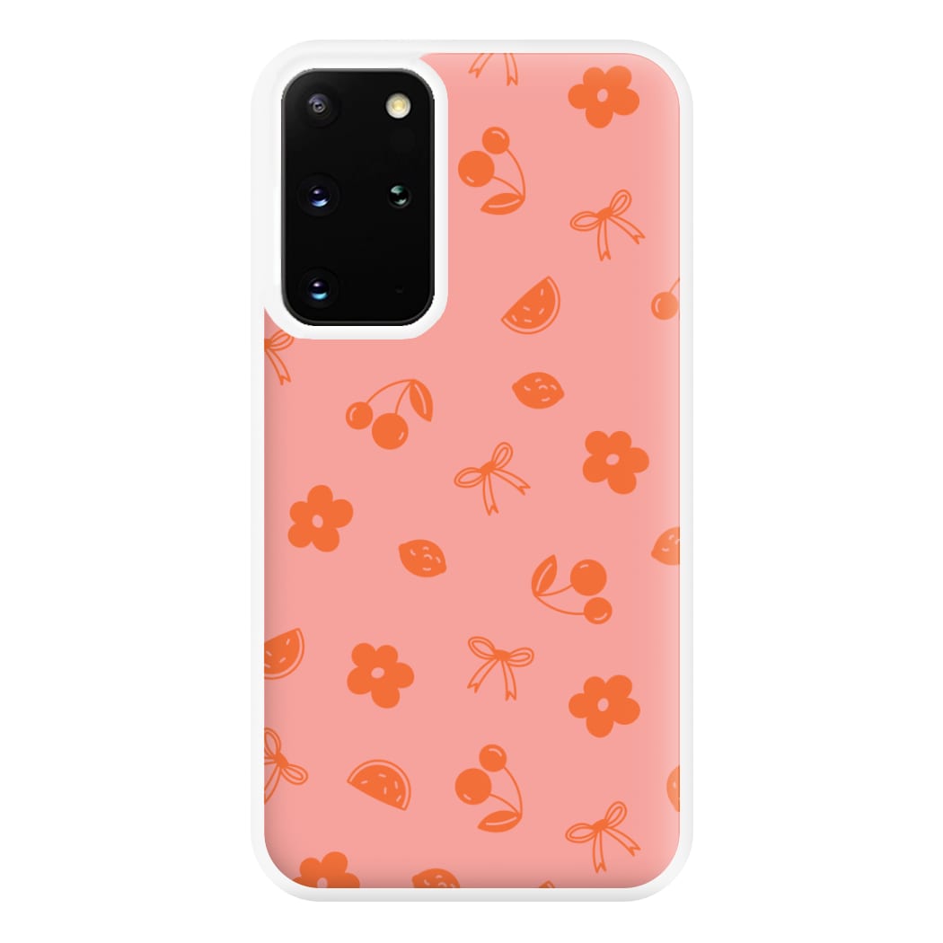 Coquette Orange Cherries Pattern Phone Case for Galaxy S20 Plus