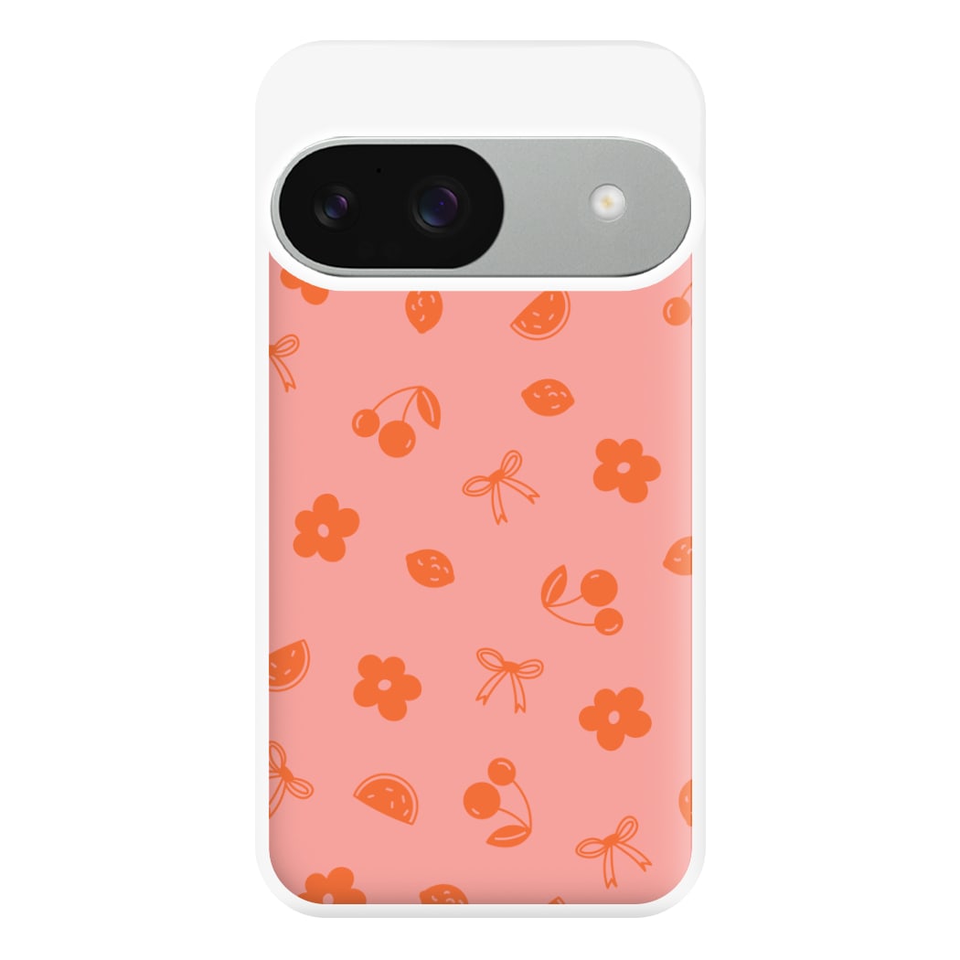 Coquette Orange Cherries Pattern Phone Case for Google Pixel 9 / 9 Pro
