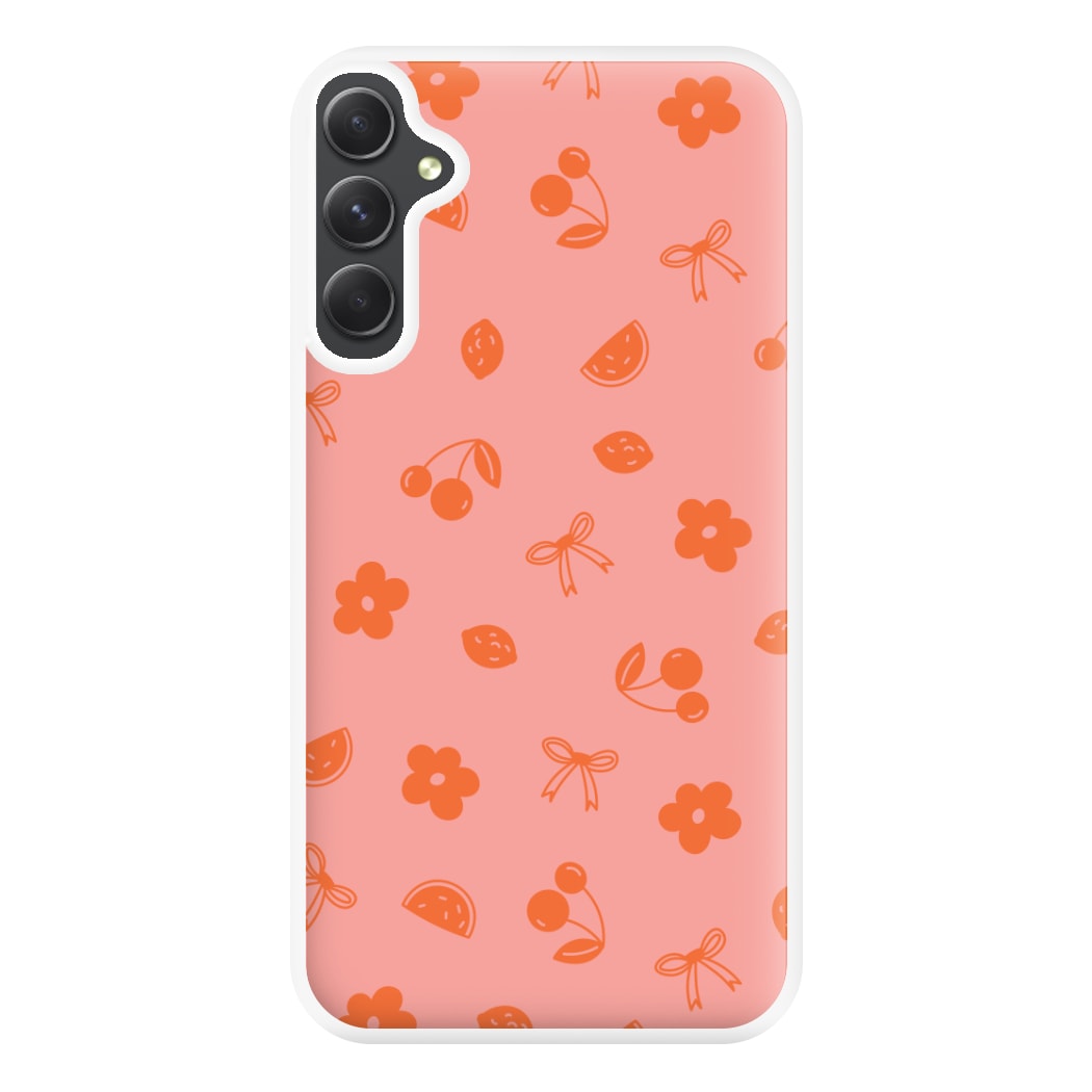 Coquette Orange Cherries Pattern Phone Case for Galaxy A14