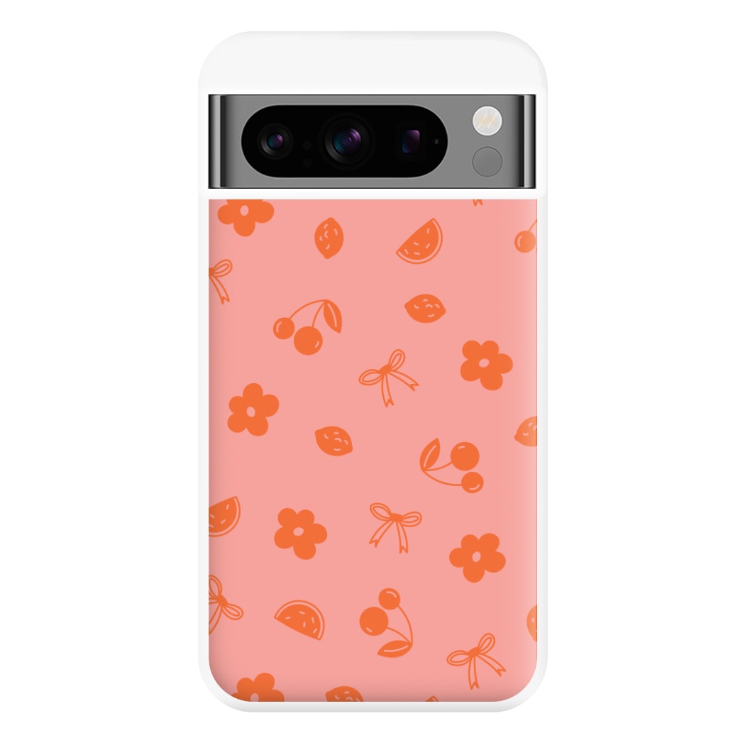 Coquette Orange Cherries Pattern Phone Case for Google Pixel 8 Pro