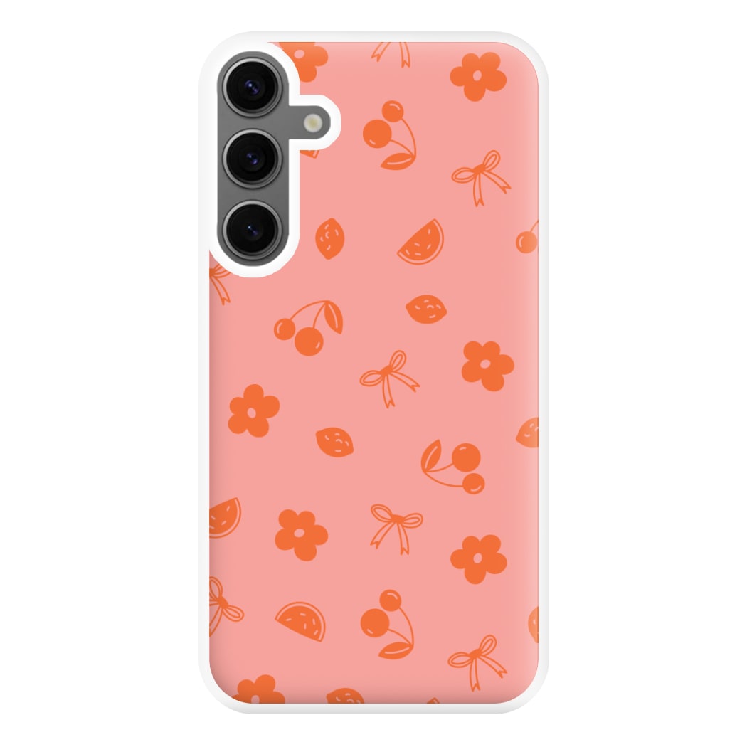 Coquette Orange Cherries Pattern Phone Case for Galaxy S24FE