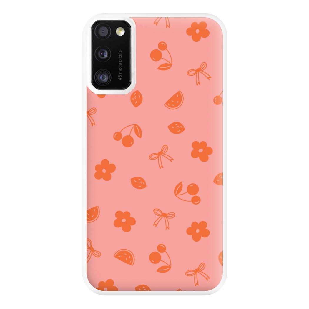 Coquette Orange Cherries Pattern Phone Case for Galaxy A41