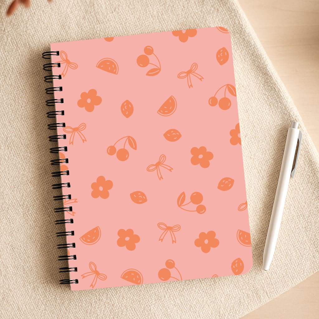 Coquette Orange Cherries Pattern Notepad