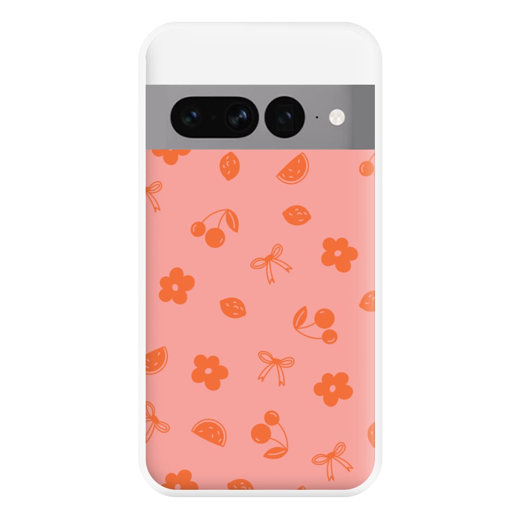 Coquette Orange Cherries Pattern Phone Case for Google Pixel 7 Pro