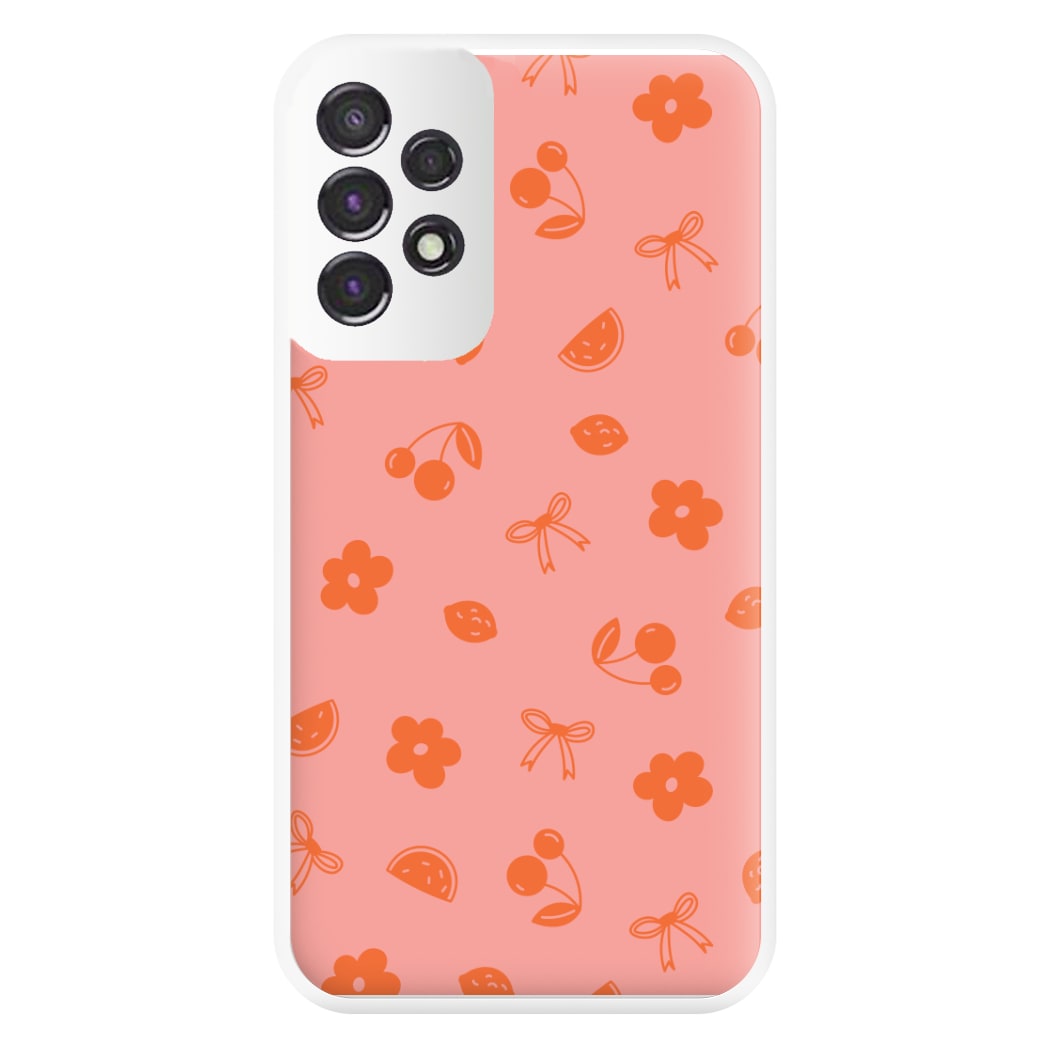 Coquette Orange Cherries Pattern Phone Case for Galaxy A53