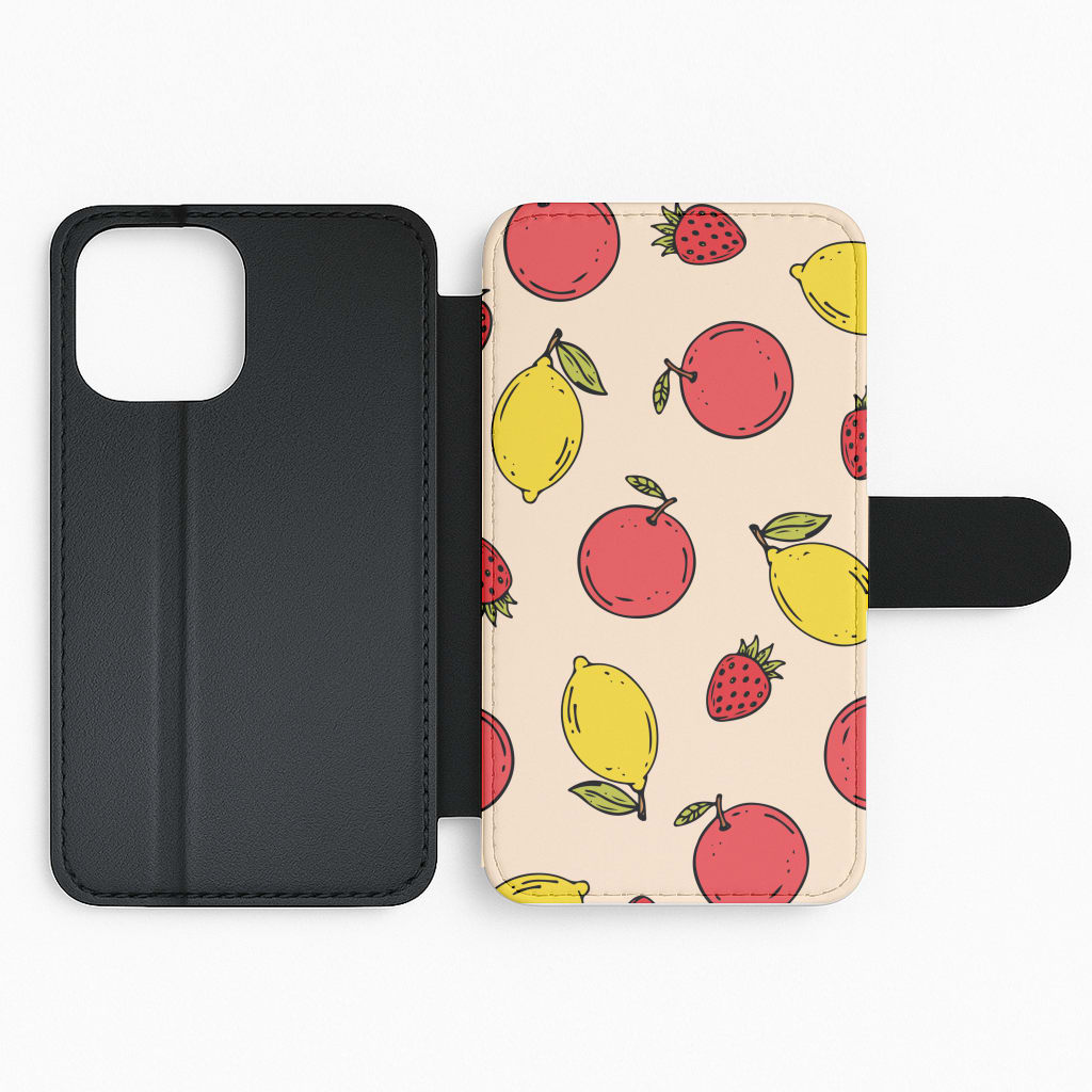 Sketched Summer Fruits Pattern Flip Phone Case