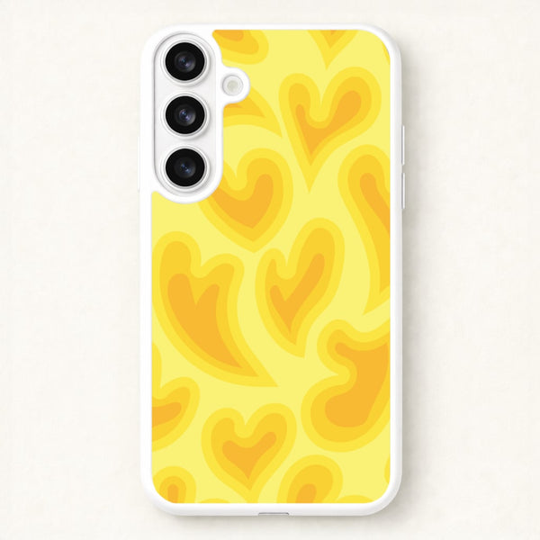 Trippy Summer Hearts Yellow Pattern Phone Case for Galaxy S26