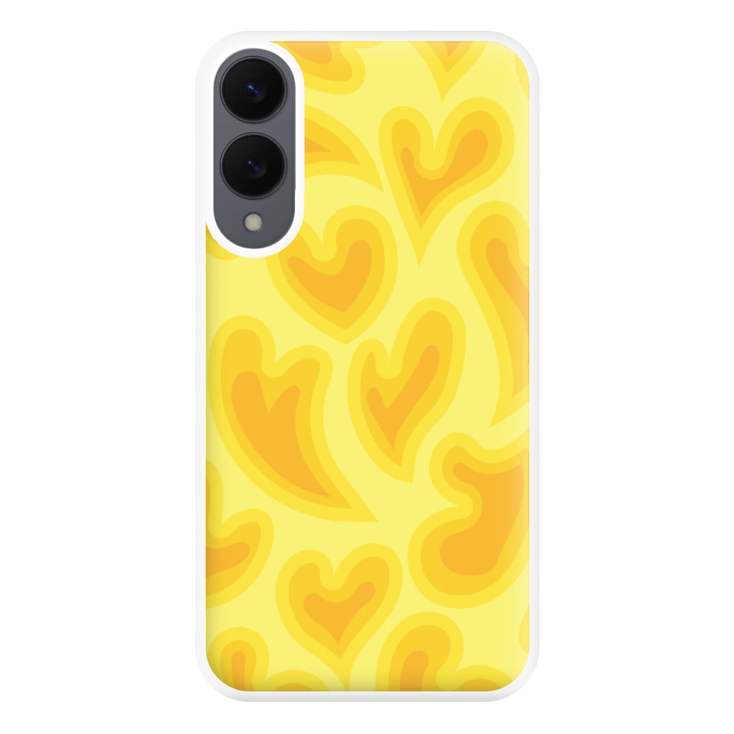 Trippy Summer Hearts Yellow Pattern Phone Case for Galaxy S25 Edge