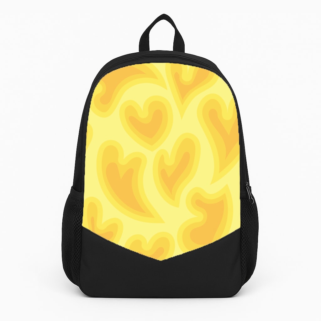 Trippy Summer Hearts Yellow Pattern Backpack