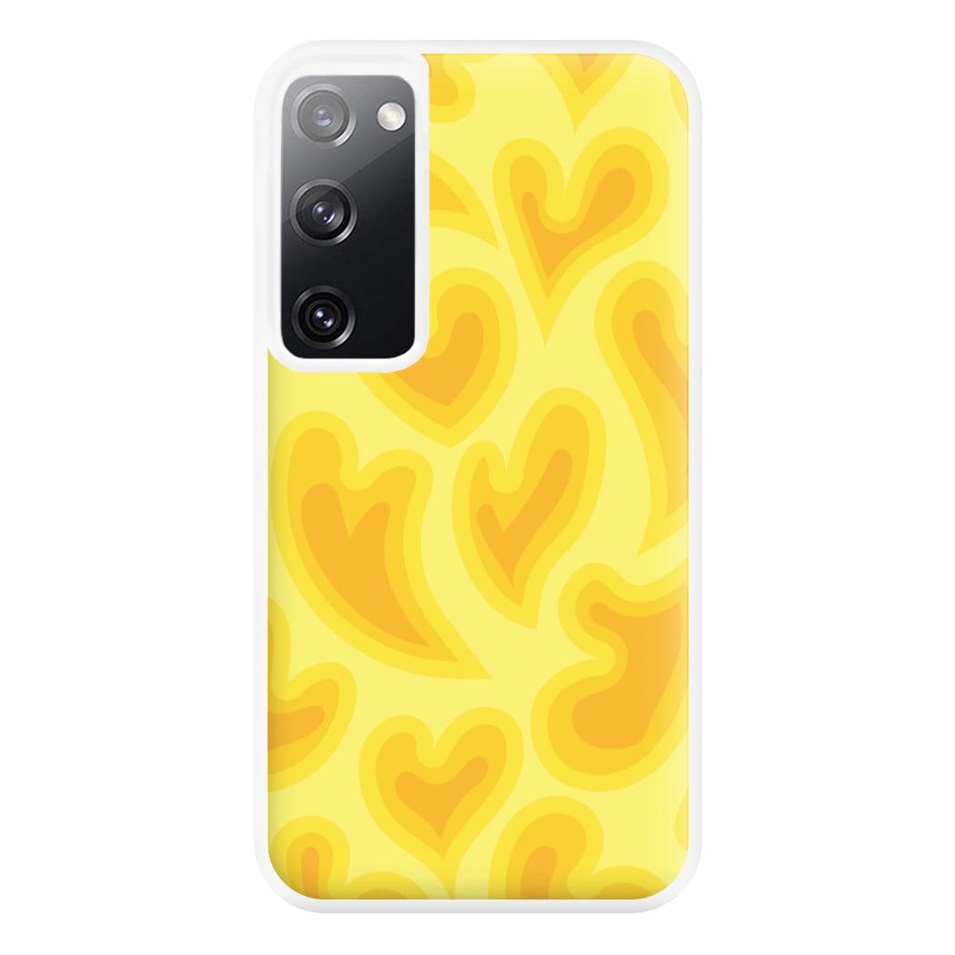 Trippy Summer Hearts Yellow Pattern Phone Case for Galaxy S20