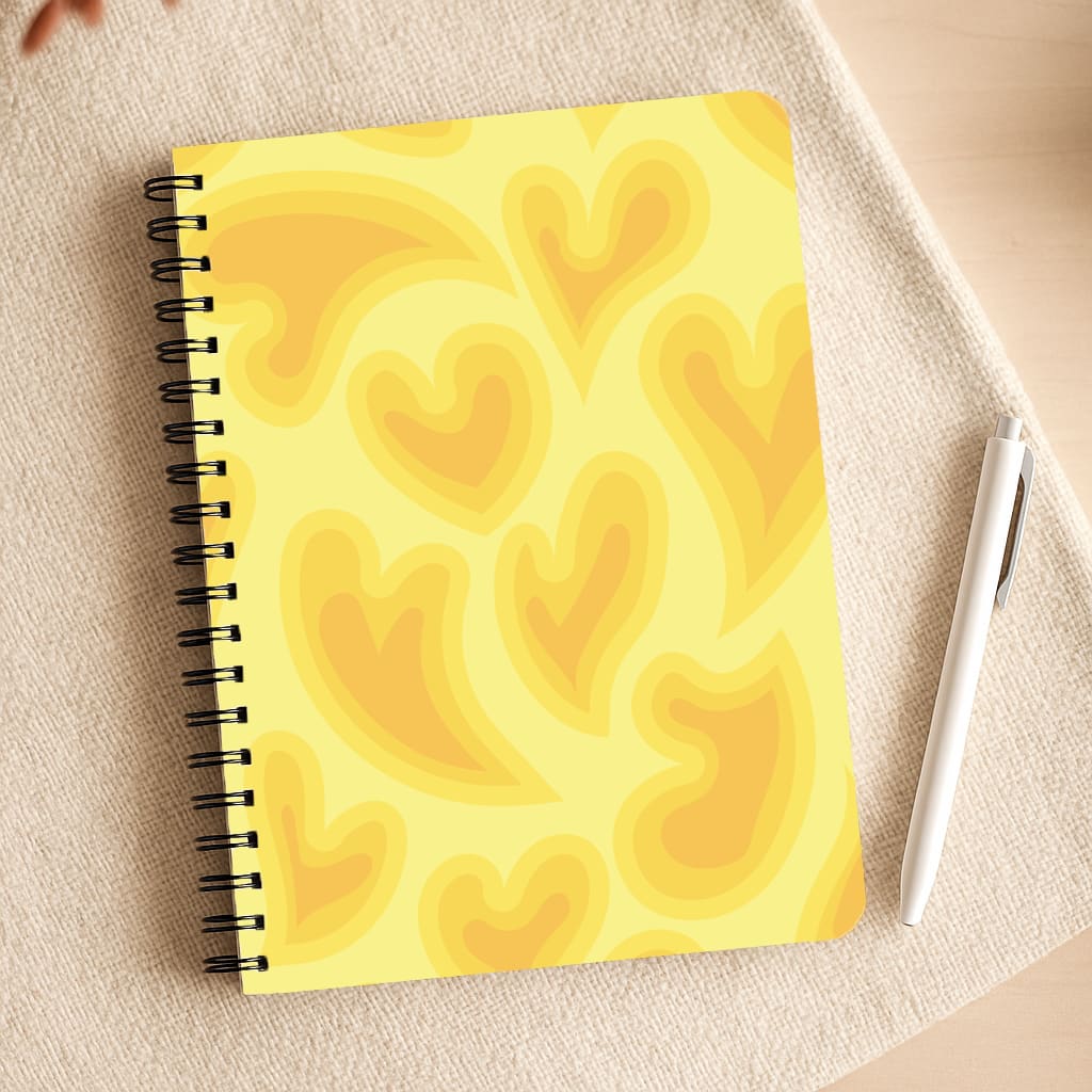 Trippy Summer Hearts Yellow Pattern Notepad