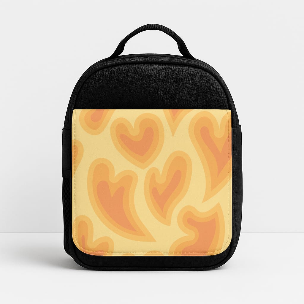Trippy Summer Hearts Orange Pattern Insulated Lunchbox
