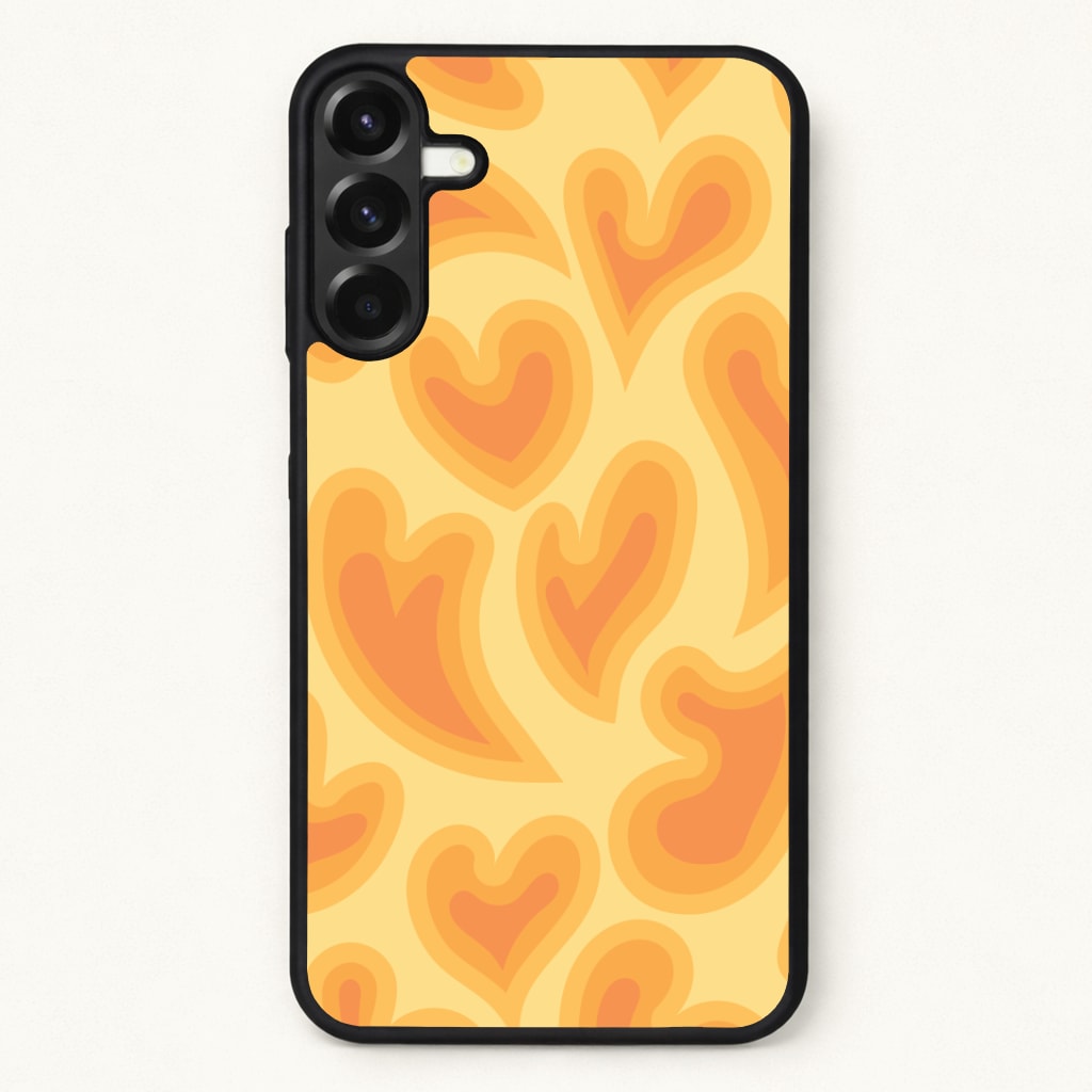 Trippy Summer Hearts Orange Pattern Phone Case for Galaxy A57