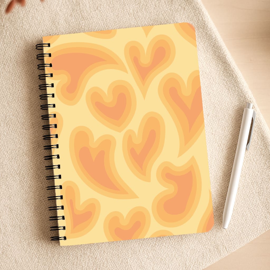 Trippy Summer Hearts Orange Pattern Notepad
