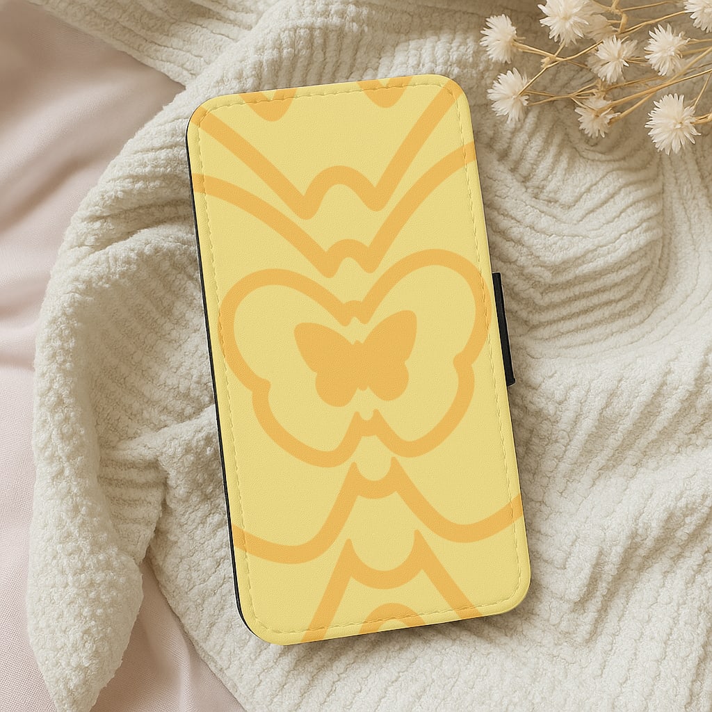 Abstract Orange Butterfly Wallet Phone Case